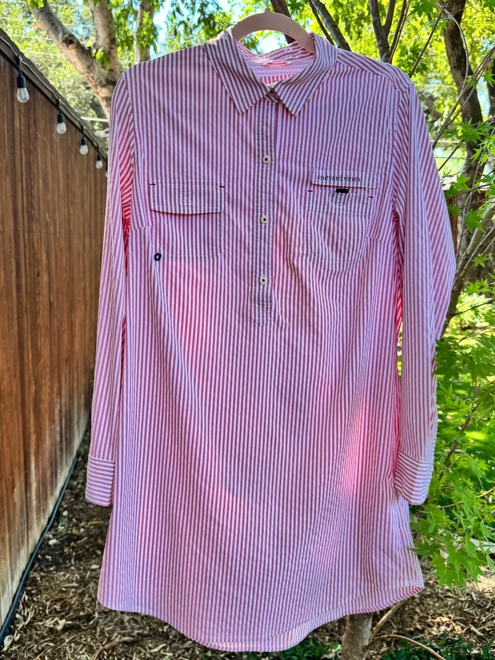 Vineyard Vines Red & White Striped Harbor Shirt Cover Up